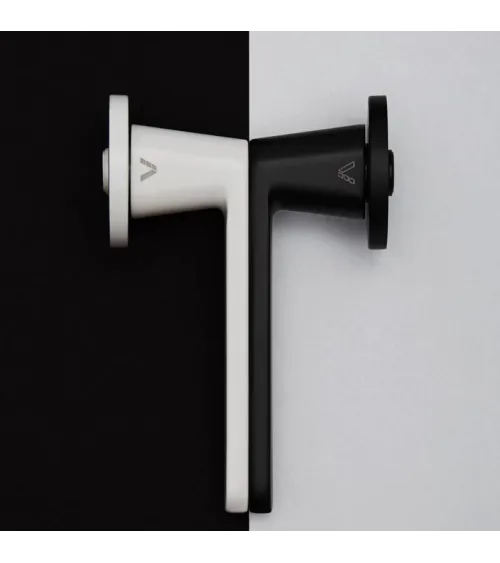 Nesh white door handle designer ironmongery