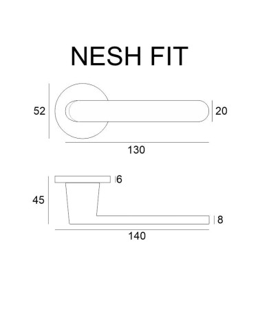Nesh classic door handle with legend