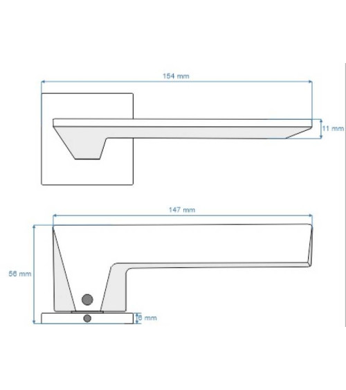 Satin chrome door handle VS VIP square - design handle