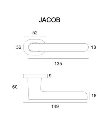 JACOB door handle with dimensions