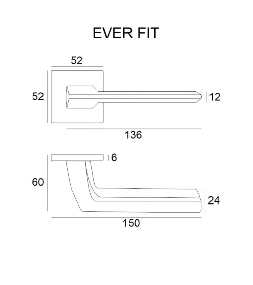 EVER satin chrome door handle designer handle