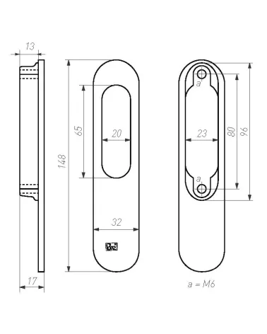 copy of Dauby Pure flush pull handles for sliding door in bronze