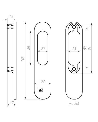 copy of Dauby Pure flush pull handles for sliding door in bronze