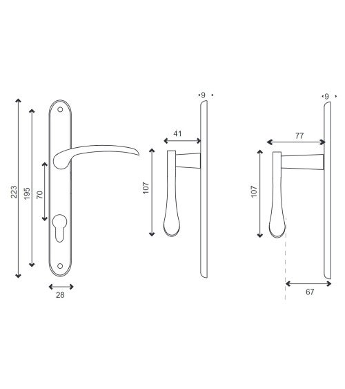 Roma door handle varnished polished brass
