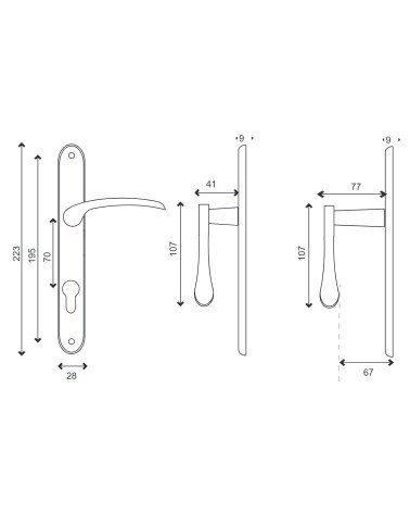 Roma door handle varnished polished brass