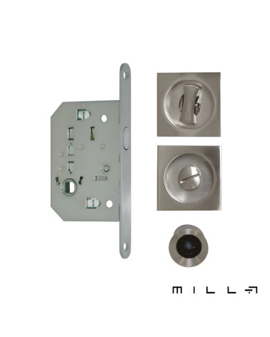 Sliding door kit with privacy lock stainless steel designer handle