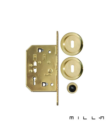 Sliding door kit with key lock I matt gold designer handle