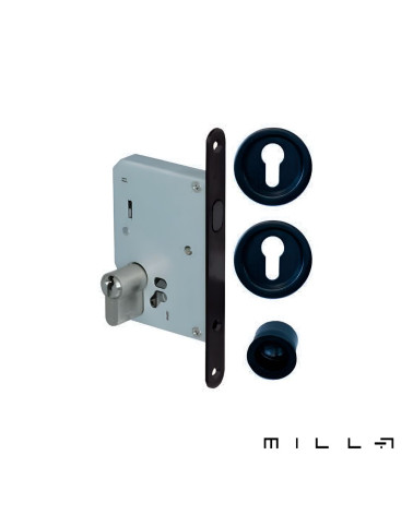 Sliding door kit with cylinder black designer handle