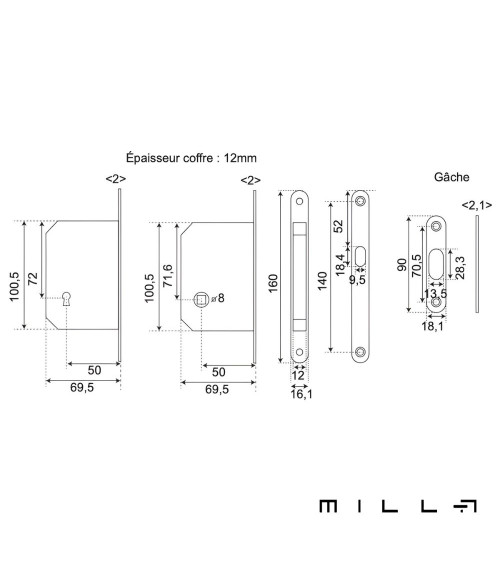 Sliding door kit with cylinder black designer handle