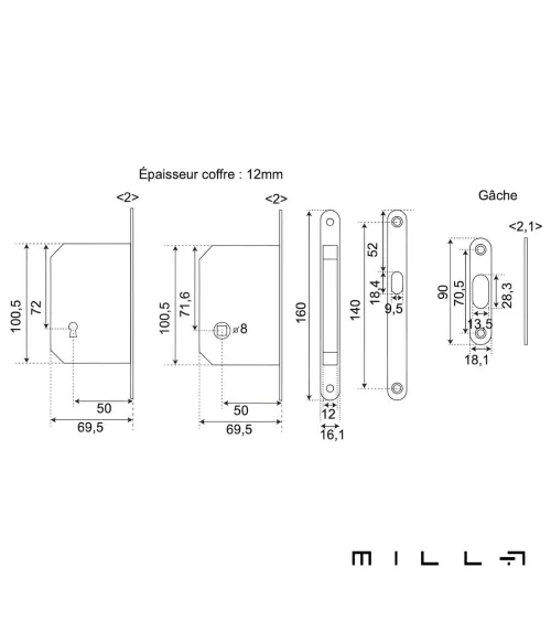 Sliding door kit with key lock I black designer handle
