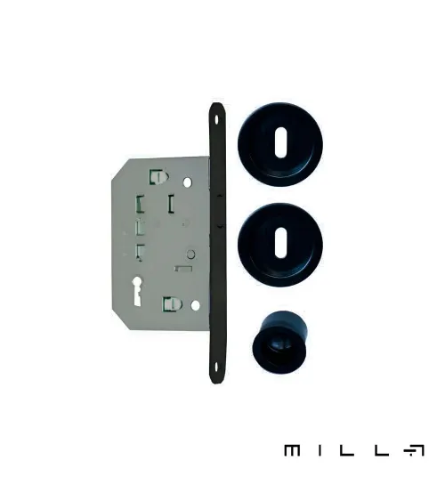 Sliding door kit with key lock I black designer handle