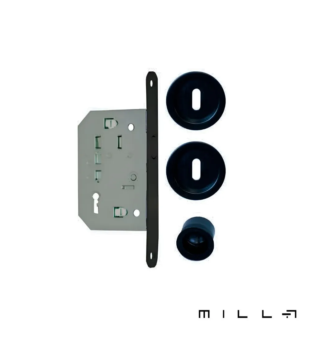 Sliding door kit with key lock I black designer handle
