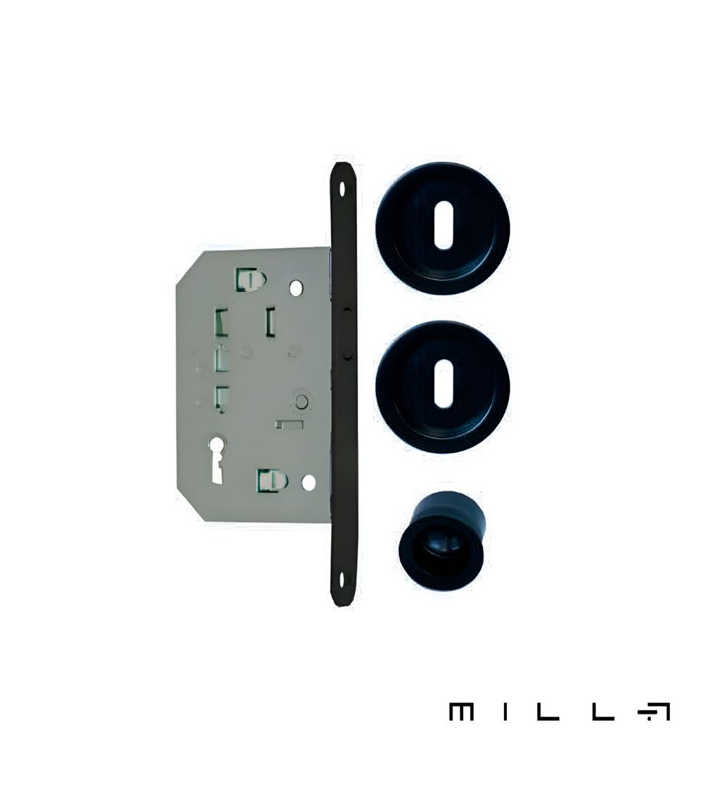 Sliding door kit with key lock I black designer handle
