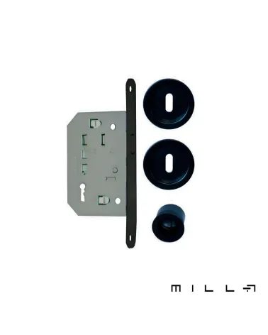 Sliding door kit with key lock I black designer handle