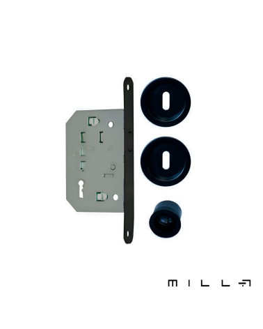 Sliding door kit with key lock I black designer handle