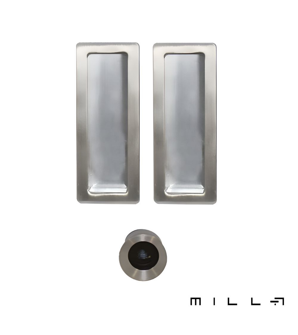 Flush pull kit with latch stainless steel designer handle