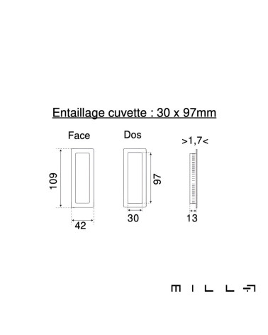 Flush pull kit with latch stainless steel with dimensions