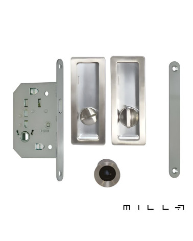 Flush pull kit with privacy lock stainless steel designer hardware