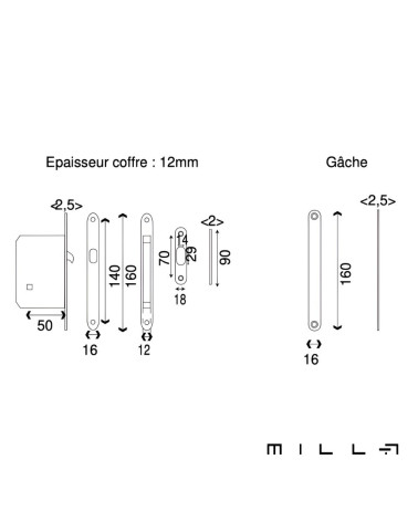 Flush pull kit with privacy lock stainless steel designer hardware with dimensions