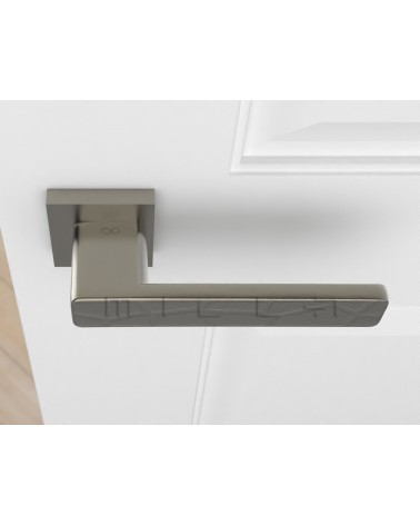 Volare satin nickel door handle designer handle top view