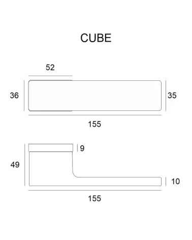 Zamak Cube door handle with legend