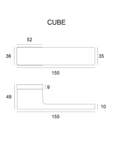 Zamak Cube door handle with legend