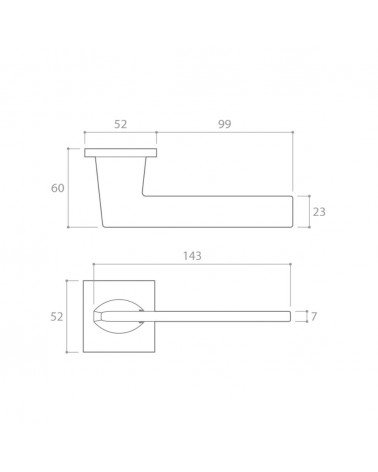 Harmony zamak door handle design handle with dimensions