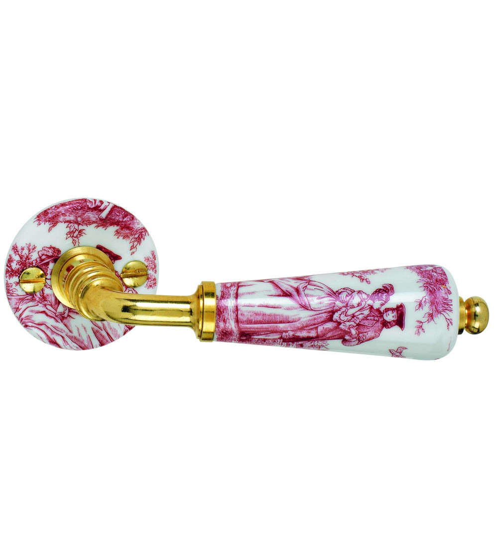 copy of White porcelain door handles with matt gold finish Merigous