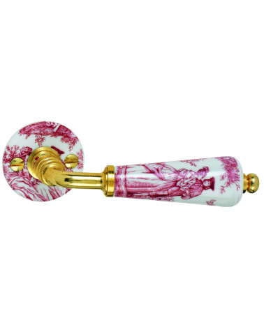 copy of White porcelain door handles with matt gold finish Merigous