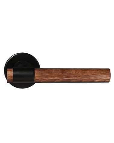 Dark treated natural beech wood door handle with black finish - Iraty