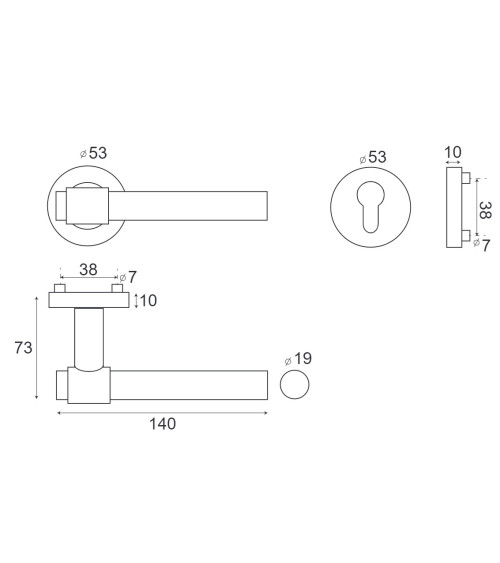 Beech wood door handle in natural varnished and satin gold finish - Iraty