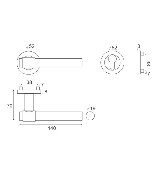Natural varnished beech wood and stainless steel door handle - Iraty