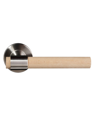 Natural varnished beech wood and stainless steel door handle - Iraty