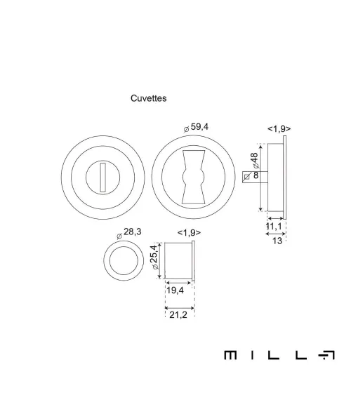 Matt gold sliding door handle with latch - designer handle
