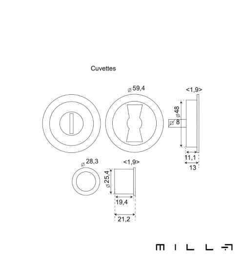 Matt gold sliding door handle with latch - designer handle