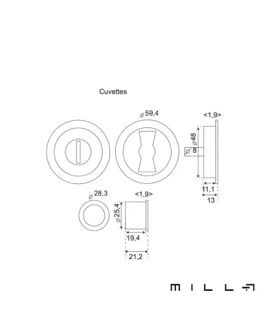 Matt gold sliding door handle with latch - designer handle with dimensions