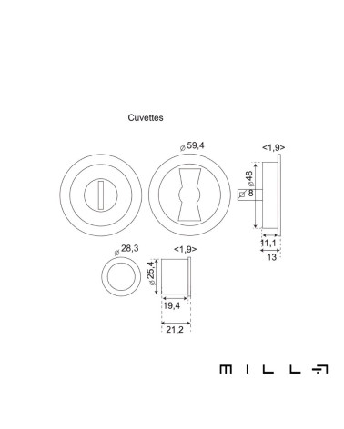 Matt gold sliding door handle with latch - designer handle with dimensions