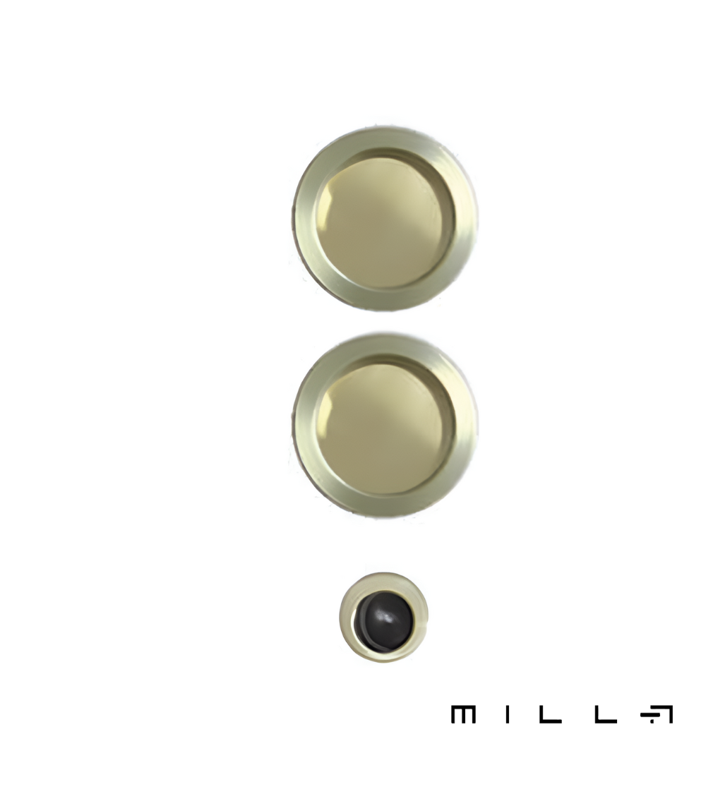 Matt gold sliding door handle with latch - designer handle