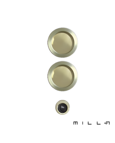 Matt gold sliding door handle with latch - designer handle