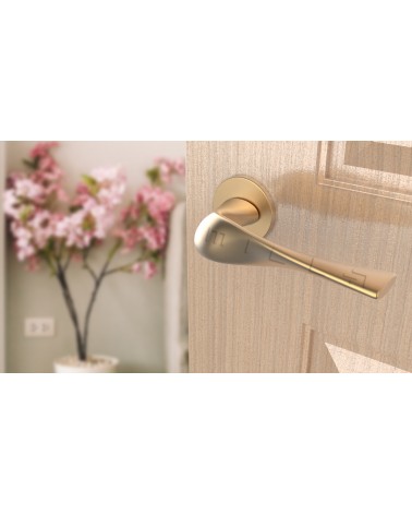 PETUNIA zamak door handle design handle angled top view mounted on door