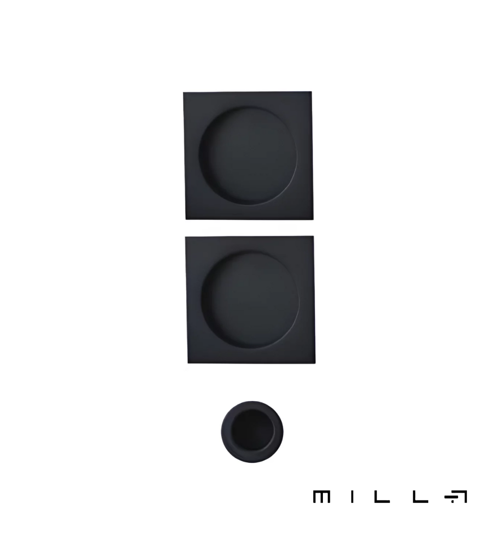 Black sliding door kit with cylinder design handle