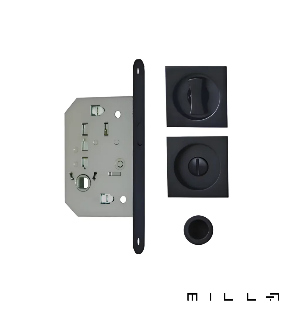 Black sliding door kit with privacy turn design hardware