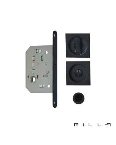 Black sliding door kit with privacy turn design hardware