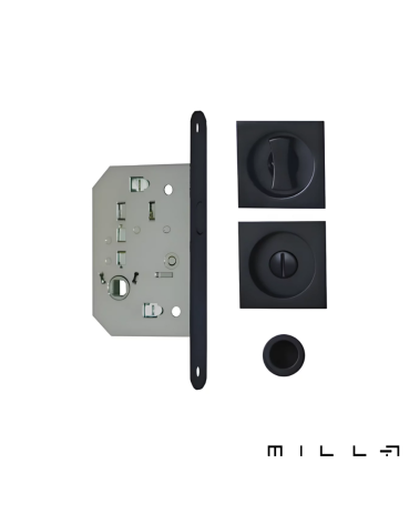 Black sliding door kit with privacy turn design hardware