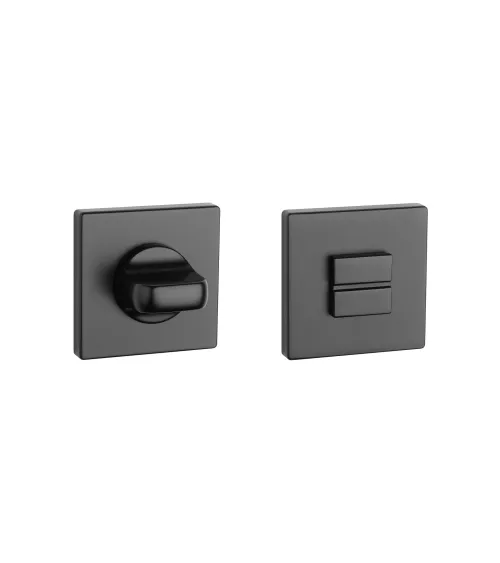 Square escutcheon set with WC or bathroom privacy turn in black finish
