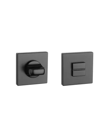 Square escutcheon set with WC or bathroom privacy turn in black finish
