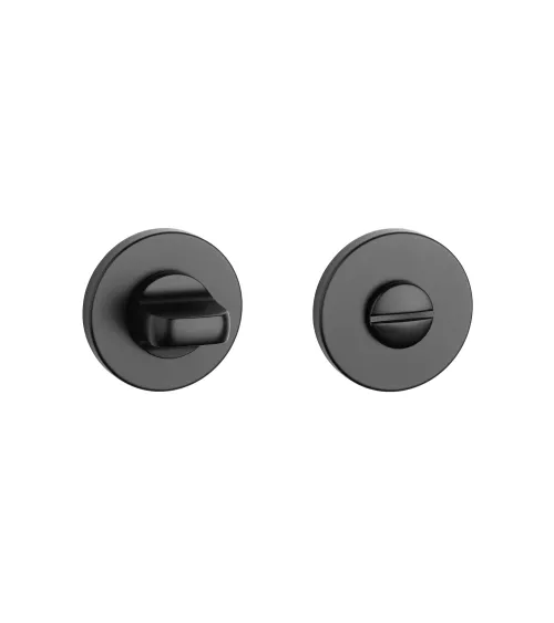 Round escutcheon set with WC or bathroom privacy turn in black finish
