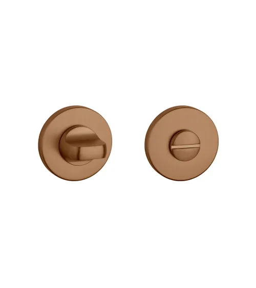 Round escutcheon set with WC or bathroom privacy turn in copper finish