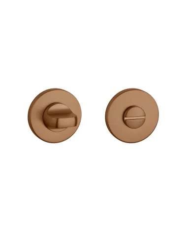 Round escutcheon set with WC or bathroom privacy turn in copper finish