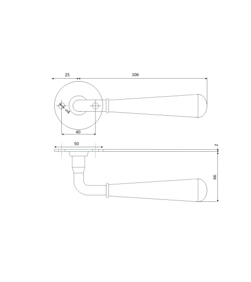 Black round HINON door handle - designer handle